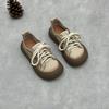 Johnature Retro Genuine Leather Lace Up Women's Shoes Casual Round Toe Cowhide Flats