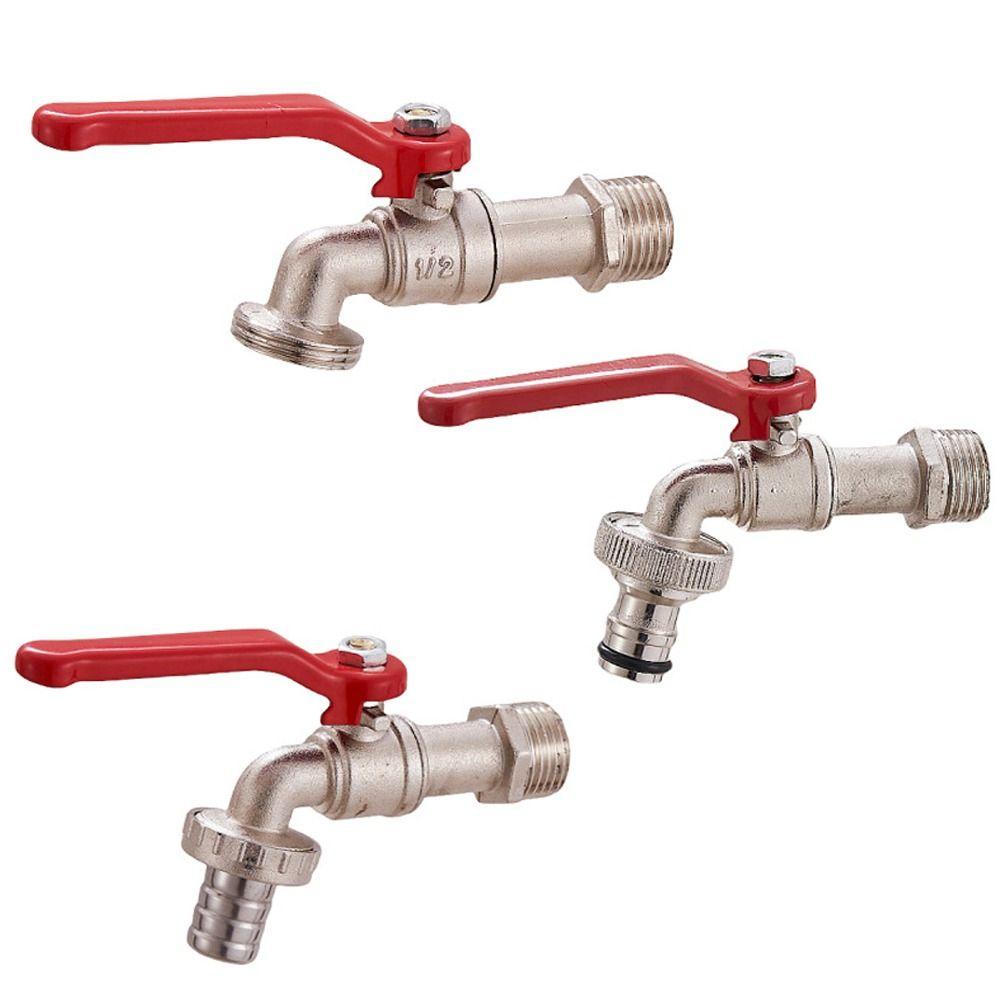 1/2x3/4 Water Tank Connector with Red Handle Faucet Adapter Durable Lever Water Tap