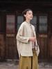 Spring Hemp Color Block Stand Collar Zen Jacket - Women's Cotton Linen Chinese Style Cardigan