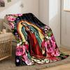 Our Lady of Guadalupe Floral Blanket Bedroom Blanket for Livingroom Couch Lunch Break Soft Throw for Friend's Festival Gift