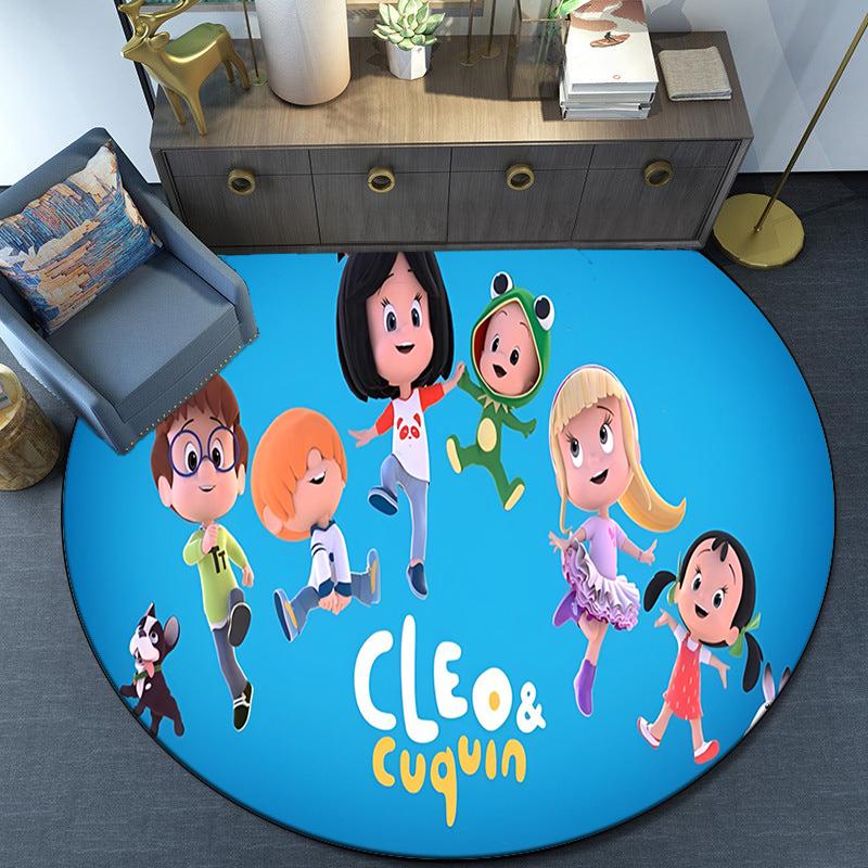 Cleo And Cuquin Round Rug for Livingroom,Bedroom, Palyroom, Chair Rug, Area rug, Circle Carpet, Fan Christmas gift