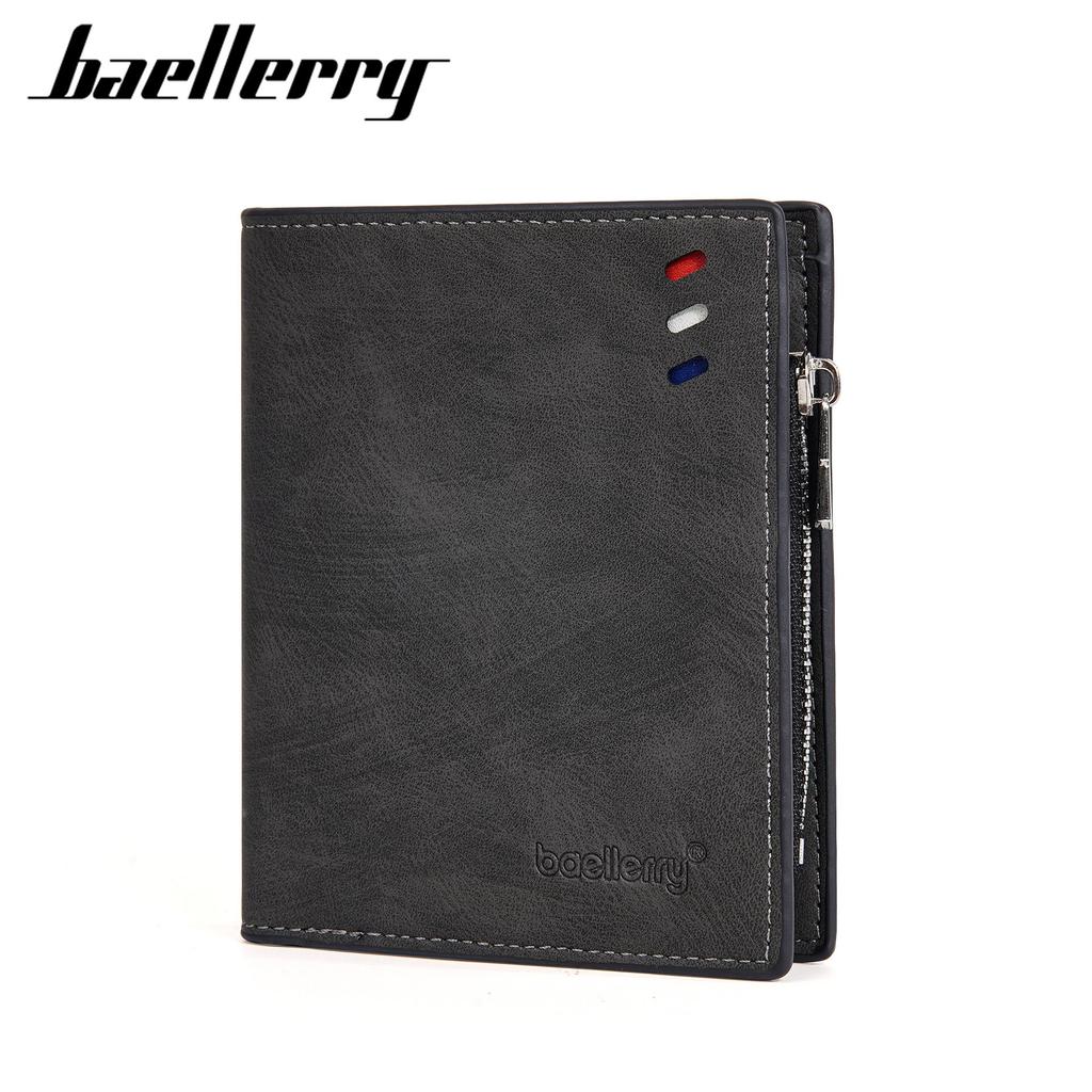 Trendy Men's Color Stripe Wallet with Logo, Card Holder, Zipper Pocket