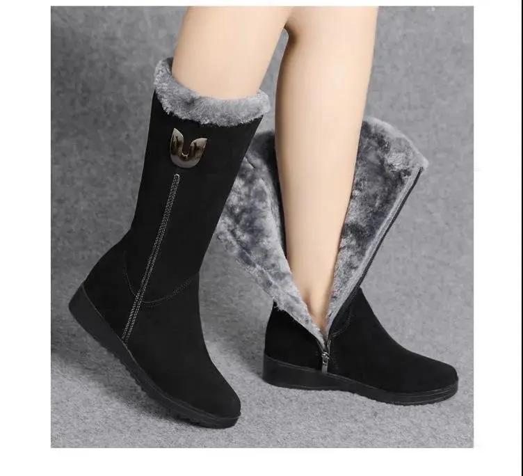 Fashion Shoes for Women Winter Warm High Fur Boots 2025 Shoes for Women Mid-calf Plush Snow Flat Boots Zip Fashion Botas De Mujer 35-41