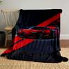 Red Sports Car with Bold Striped Design Patterned Blanket, Flannel, Suitable for All Seasons, Home Decor, Warm and Cozy