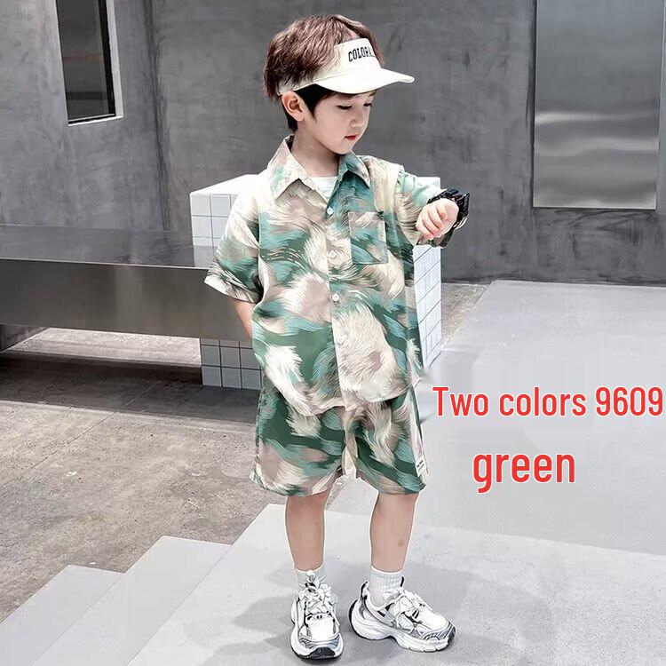 Boys' Hawaiian Floral Shirt & Shorts Set - Stylish Summer Beachwear for Kids