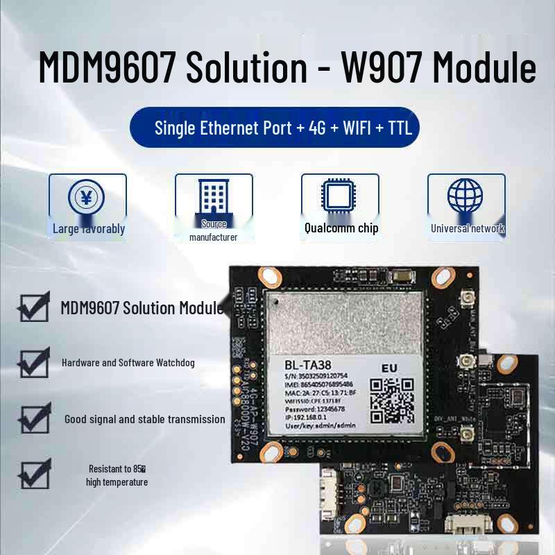 

4G Router Board with W907 MDM9607 Module, Single Network Port, WiFi, TTL Camera Connectivity 1