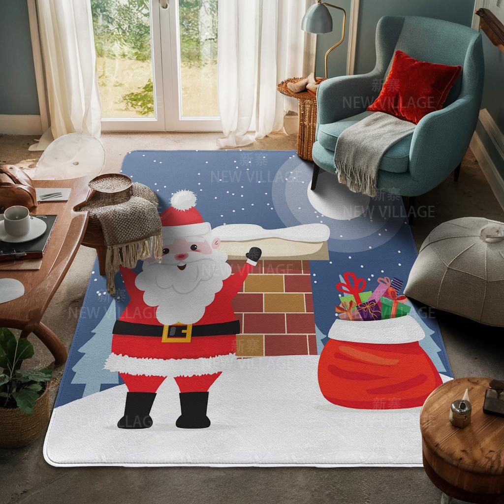 House Entrance Carpet Home Door Mat Living Room Bath Foot Bathroom Non-slip Water Absorption Rugs Bath Merry Christmas Winter
