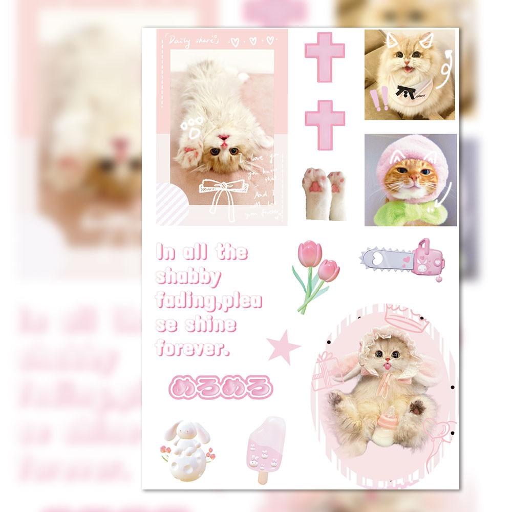 8-Piece Cute Cat Stickers - Adorable Decorative Decals for Phone Cases, Notebooks & Water Bottles