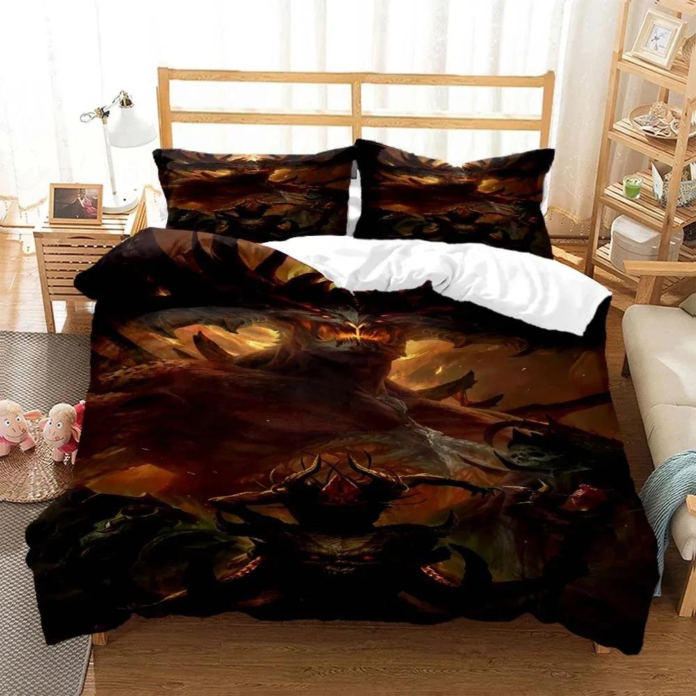 Game Diablo Bedding Set Boys Girls Twin Queen Size Duvet Cover Pillowcase Bed Kids Adult Fashion Home Textileextile Tool