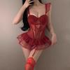 Slimming Sexy Lingerie Set: Padded Sleepwear with Underwire Vest, Quick-Release Puff Skirt, and Waist Cincher