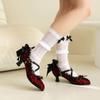 Fashion Victoria Retro Gothic Harajuku Style Women's Shoes with Bow Glasses and Witch Cosplay High Heel