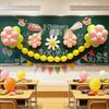 Children's Day Classroom Decorations: Blackboard, Flowers, Balloons, Flag Banners for Kindergarten Atmosphere and Photo Setup