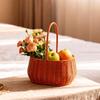Handheld Woven Rattan Flower and Fruit Basket - Perfect for Shops, Children's Day, Souvenirs, or Postpartum Gifts