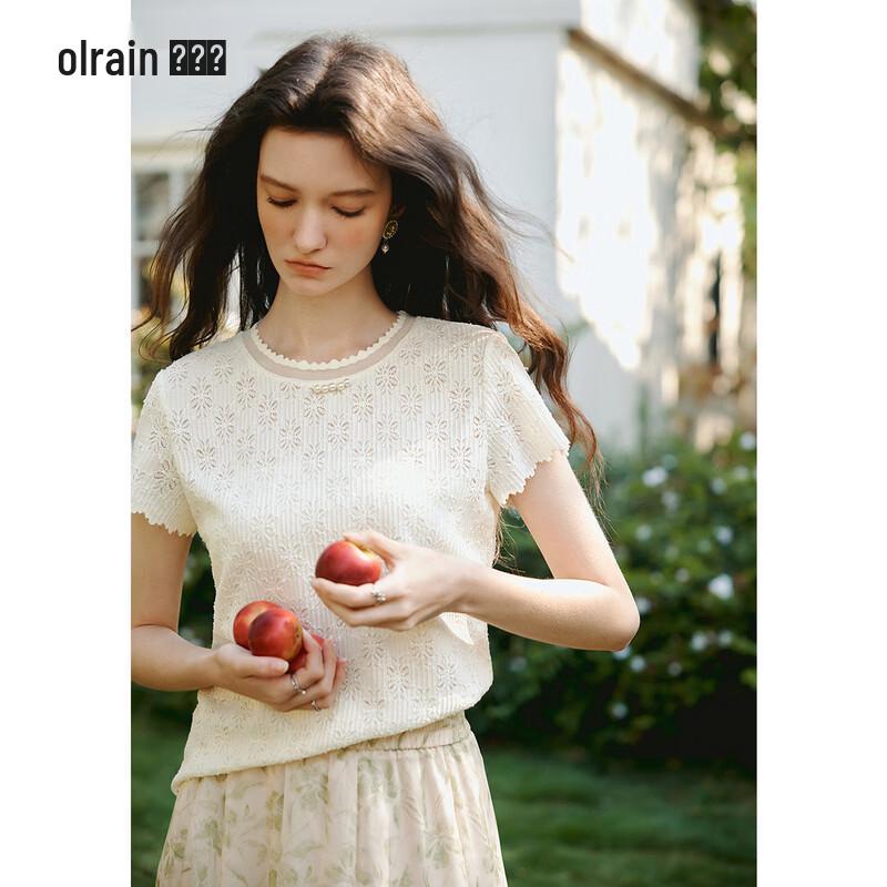 Olrain Women s French Style Short Sleeve Lace Blouse S