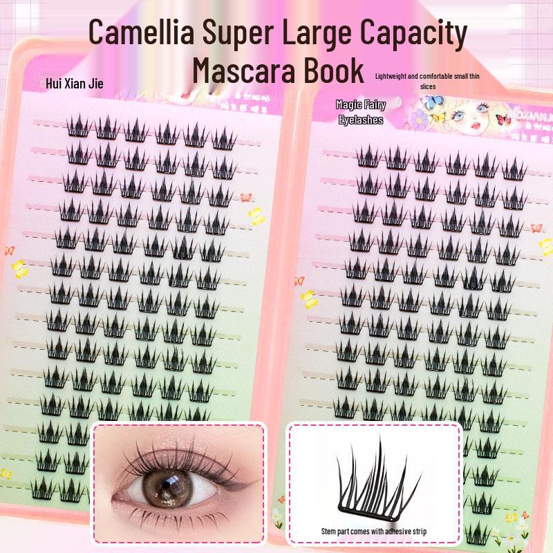 Magic Fairy Glue-Free False Eyelashes Book, Large Capacity: Camellia, Natural Long Segmented, Lightweight, Thin Film