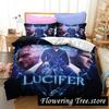 Engelsflügel Lucifer Bettwäscheset Lucifer Morningstar Satanisches Bettbezug-Set Ästhetisches Flügel Feder Bettdeckenbezug-Set