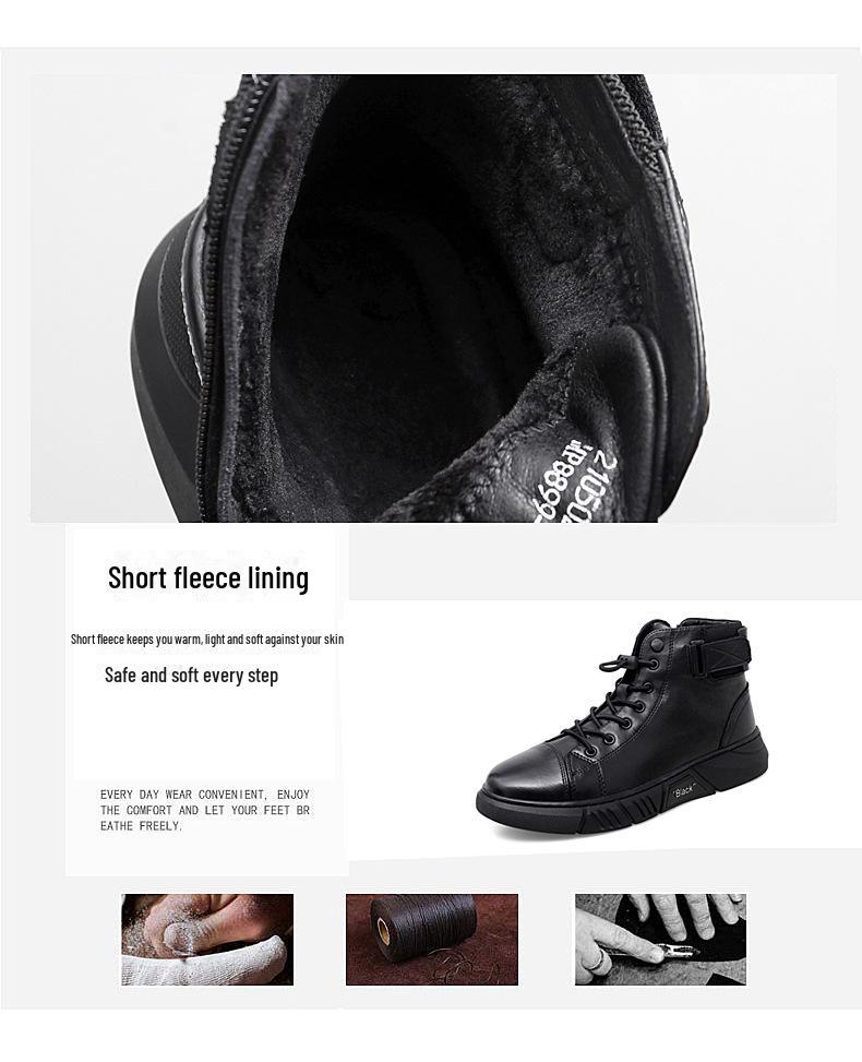 2023 Chelsea Martin Men's Warm Velvet High Top Casual British Leather Boots