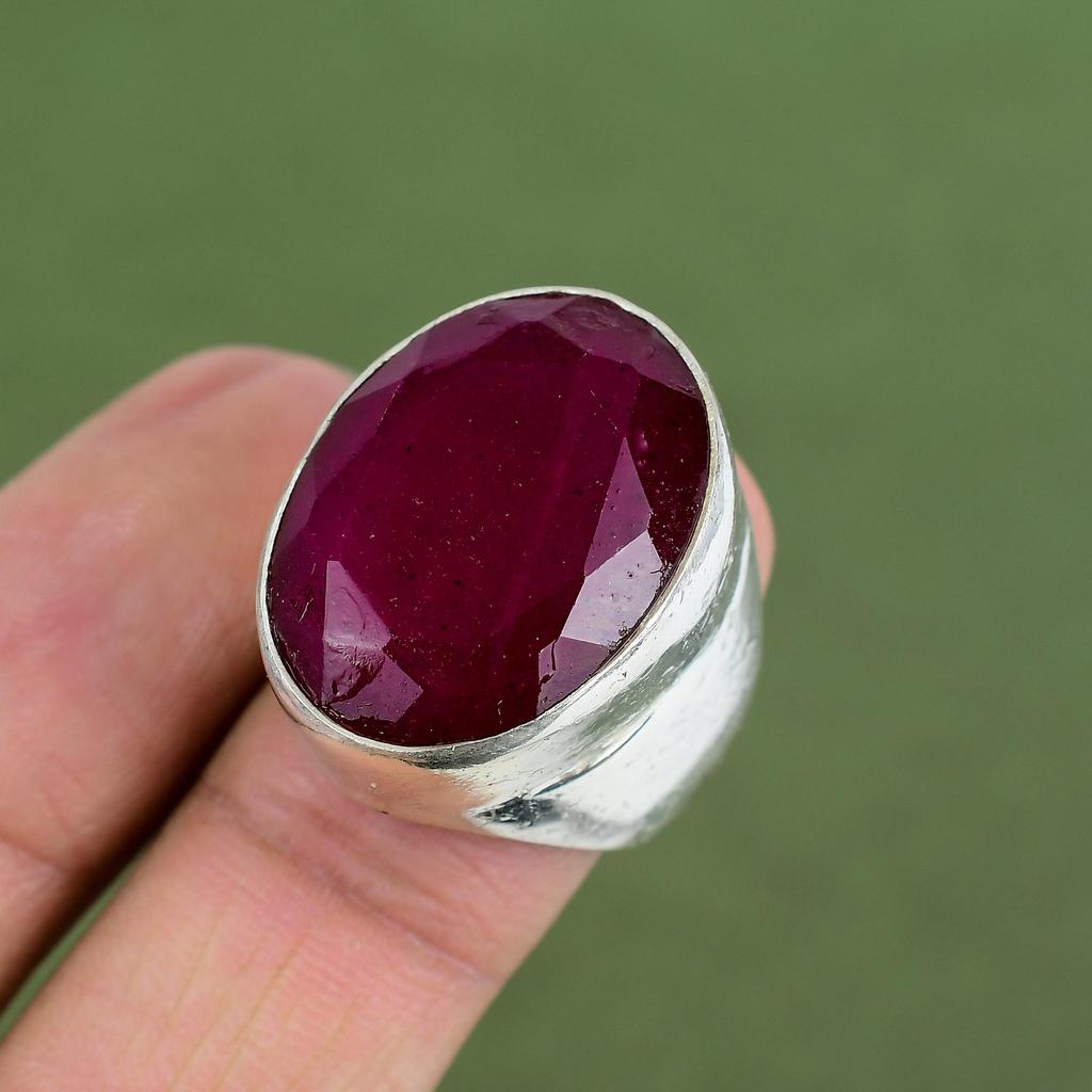 Faceted Kashmir Ruby Ring 925 Sterling Silver Ring Dainty Gemstone Ring Handmade Jewelry Brand New Ring Gifts For Mom Available In Ring Size