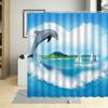 Ocean Sea Animal Dolphin Fish Waterproof Shower Curtain Creative Deep Sea Child Bathroom Decor Screen With Hooks Curtains Set