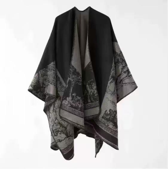 

Jiangnan Women s Double-Sided High-End Shawl Cape - Thick, Warm, and Elegant