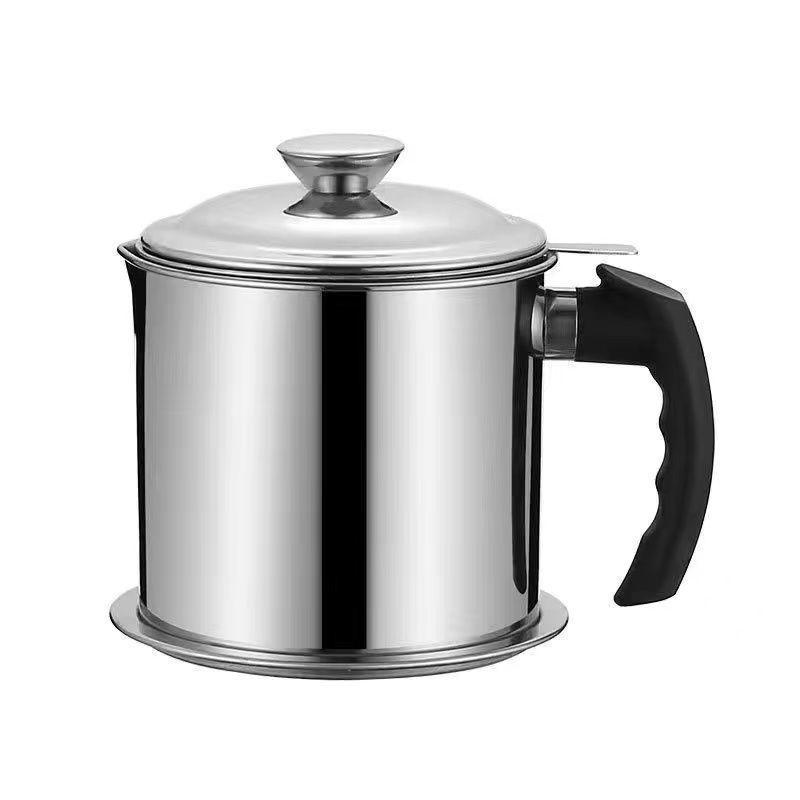 

Stainless steel strainer oil pot for home kitchen large capacity filter residue oil storage return cup filter oil tank