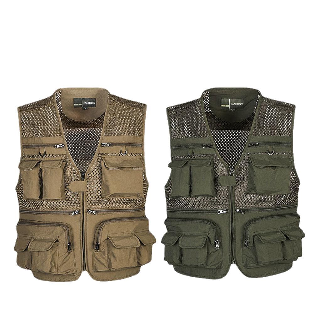 Fishing Vest Quick-drying Breathable Multi-pocket Mesh Jacket Photography Outdoor Sports Trekking Vest Fish Vest verde