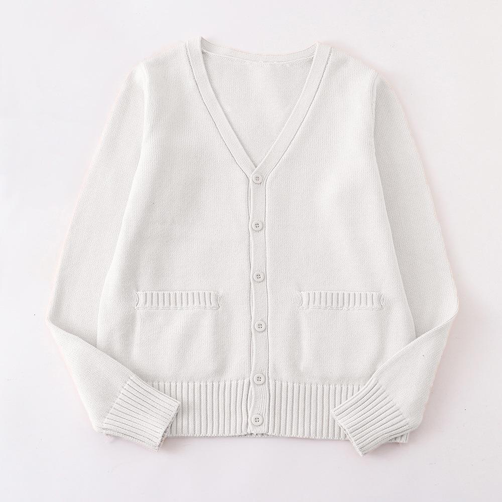 Japanese V-Neck Long Sleeve JK Uniform Cardigan - 7-Needle Thickened Sweater for Spring/Autumn