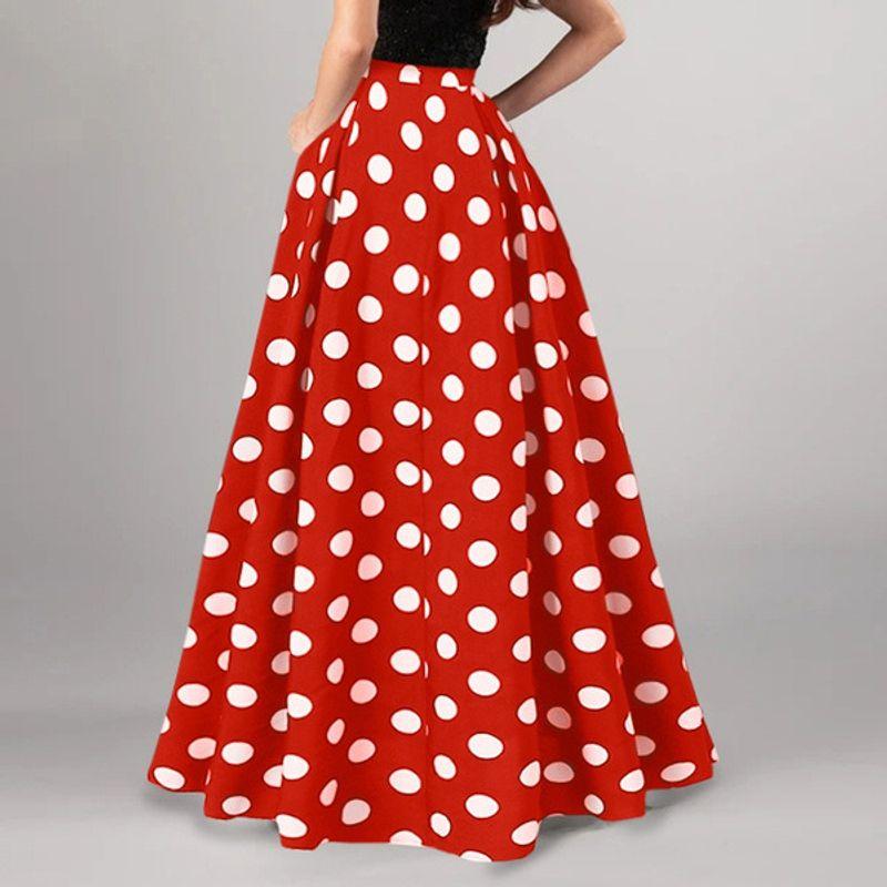 Autumn Big Swing Skirt2024 New Arrival Women's Clothing Fashion Retro Polka-Dot Long Dress Big Hem Skirt