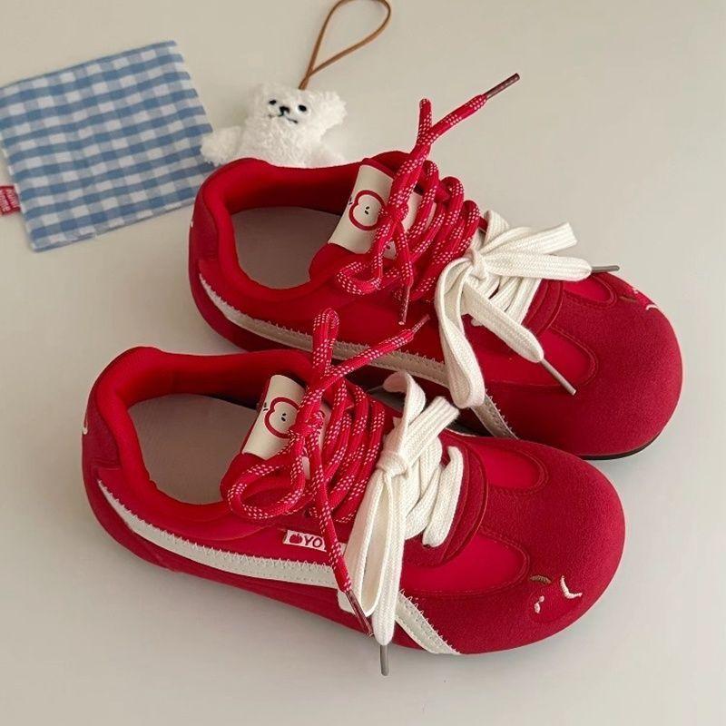 Versatile American Ballet Retro Red Apple Dexun Shoes Women's Summer Casual Board Sneakers