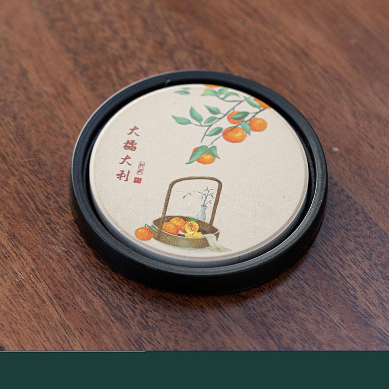 1PCS New Chinese Style Ceramic Absorbent Coaster Heat-resistant Anti-skidding Kung Fu Tea Cup Holder Insulation Pad