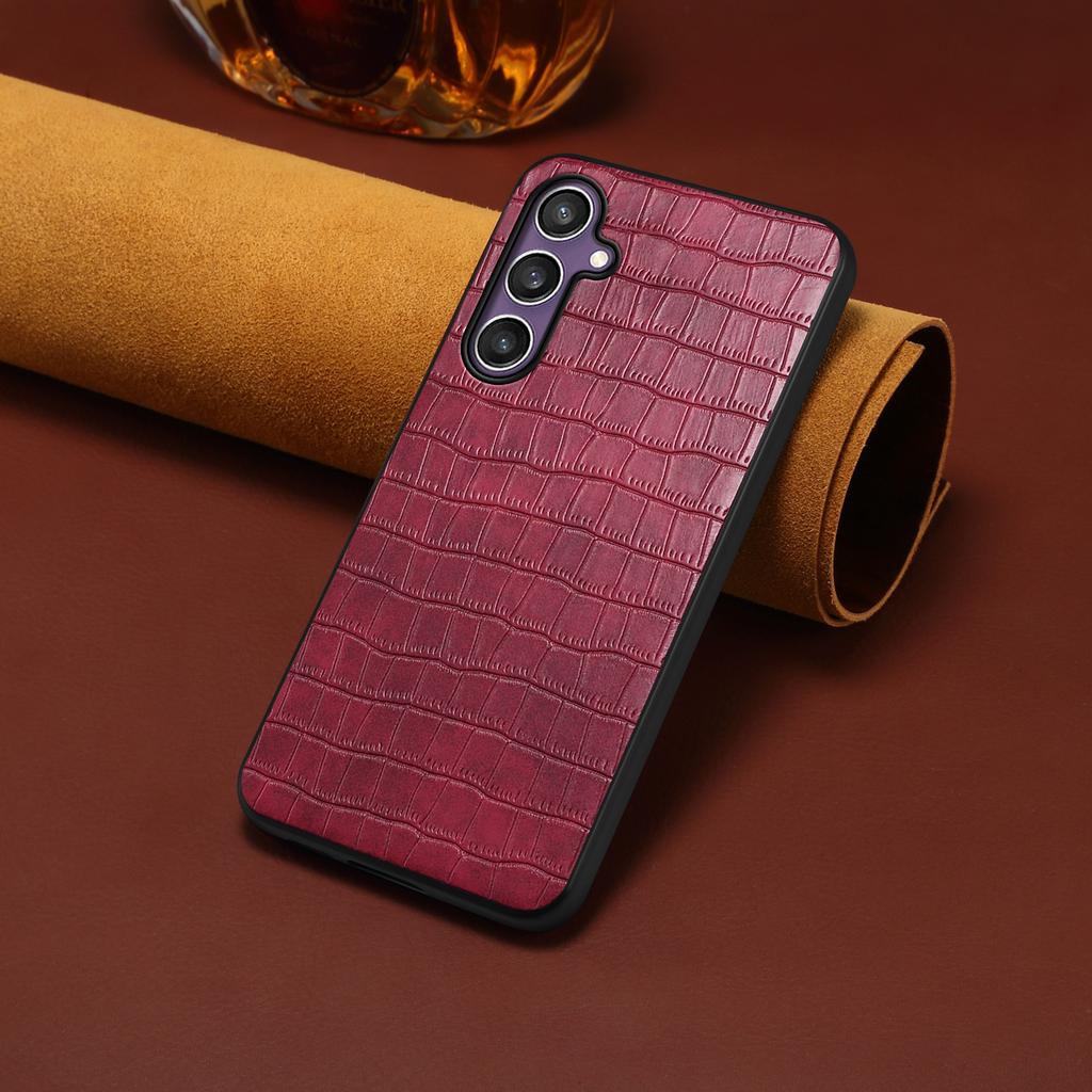 For Samsung Galaxy S25 Case Crocodile Texture Design Leather Slim Back Cover