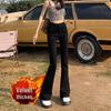 Women's Plus Size High-Waisted Black Micro Flare Velvet Jeans for Autumn/Winter 2025