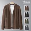 Men's Japanese V-Neck Casual Knit Cardigan - Plus Size, Solid Color, Spring/Autumn Jacket