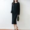 Women Sweater Dress 100% Wool MODERN NEW SAGA O-neck Knit Long Pullover Winter Jumpers Wool Long Dress Female