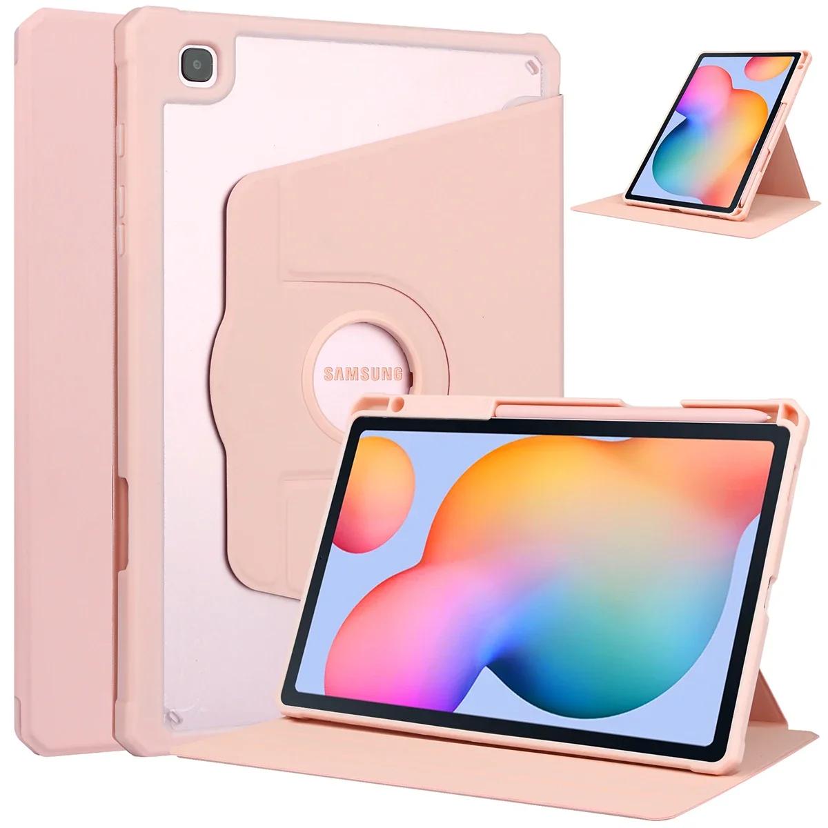 Pour Samsung Galaxy Tab S6 Lite 10.4' P610 P615 Étuis de Tablette Magnétiques Rotatifs à 360 Degrés avec Porte-Crayon P620 P625 Tab S6 Lite 10.4 in rose