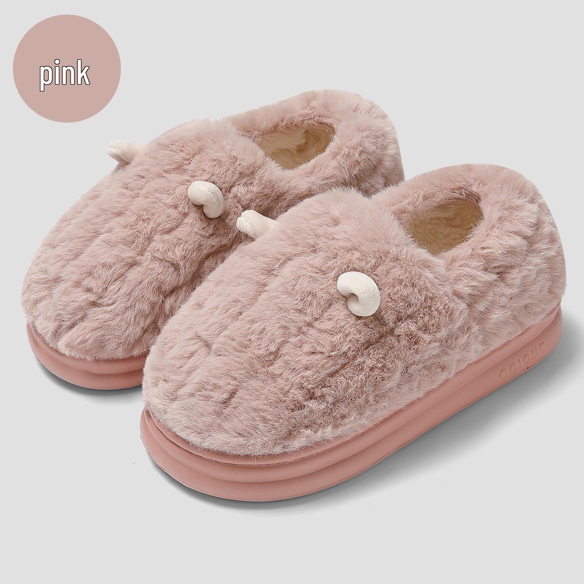 

Унисекс Зимние Мультяшные Хлопковые Тапочки: Милые, Плюшевые, Теплые, С закрытой пяткой для дома 36-37 (Insole 23.5cm)