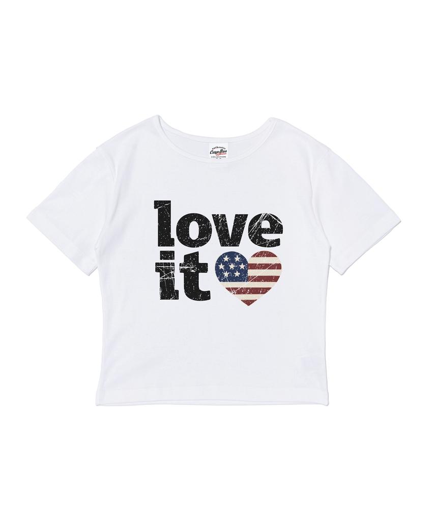 CARGOBROS FOR WOMAN Vintage Heart Flag Short Sleeve T-Shirt (Solid White)