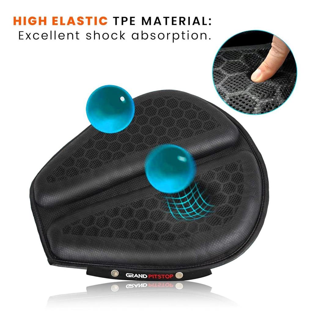 Gel Air Seat Cushion | 3D Honeycomb Gel Structure | Universal Fit | Detachable Cover | Ideal for Bike, Office, Car & Home | Lumbar Support
