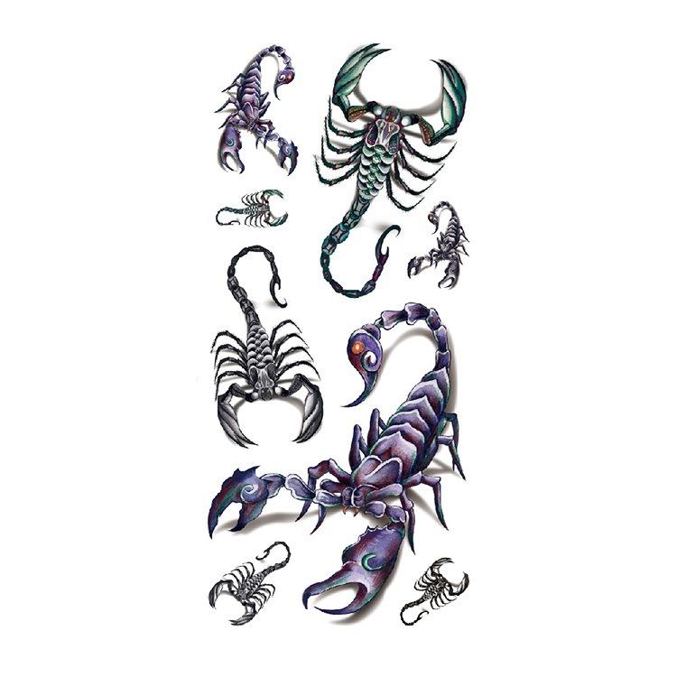 Scar Snake Spider Scorpion Animal Water Transfer Waterproof Tattoo Sticker Sample Spoofing Horror Set