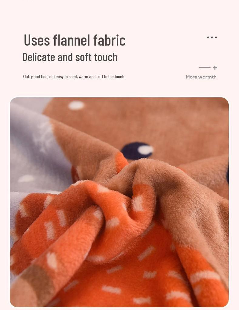 Cartoon Style Flannel Fleece Children's Blanket - Single Layer, All-Season, Small Nap Blanket with Edging