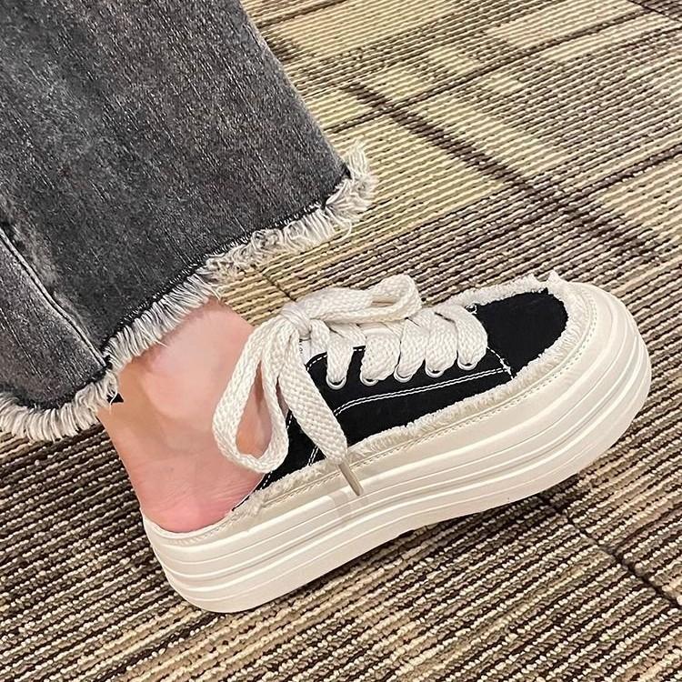 ins Korean version of dad shoes women 2025 summer new student platform sports shoes women's casual bag head canvas half drag