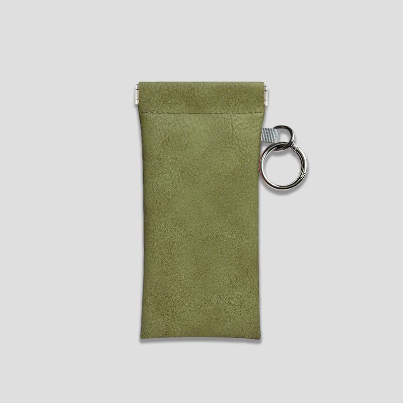 Automatic Closure PU Leather Sunglasses and Eyeglass Pouch - Anti-Pressure Spring Clip Case