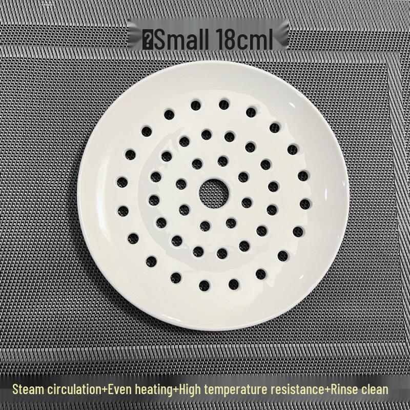 Ceramic Microwave Steamer Plate with Fine Pores - Universal Food Grade for Steaming Seafood, Fish, Buns, and More.