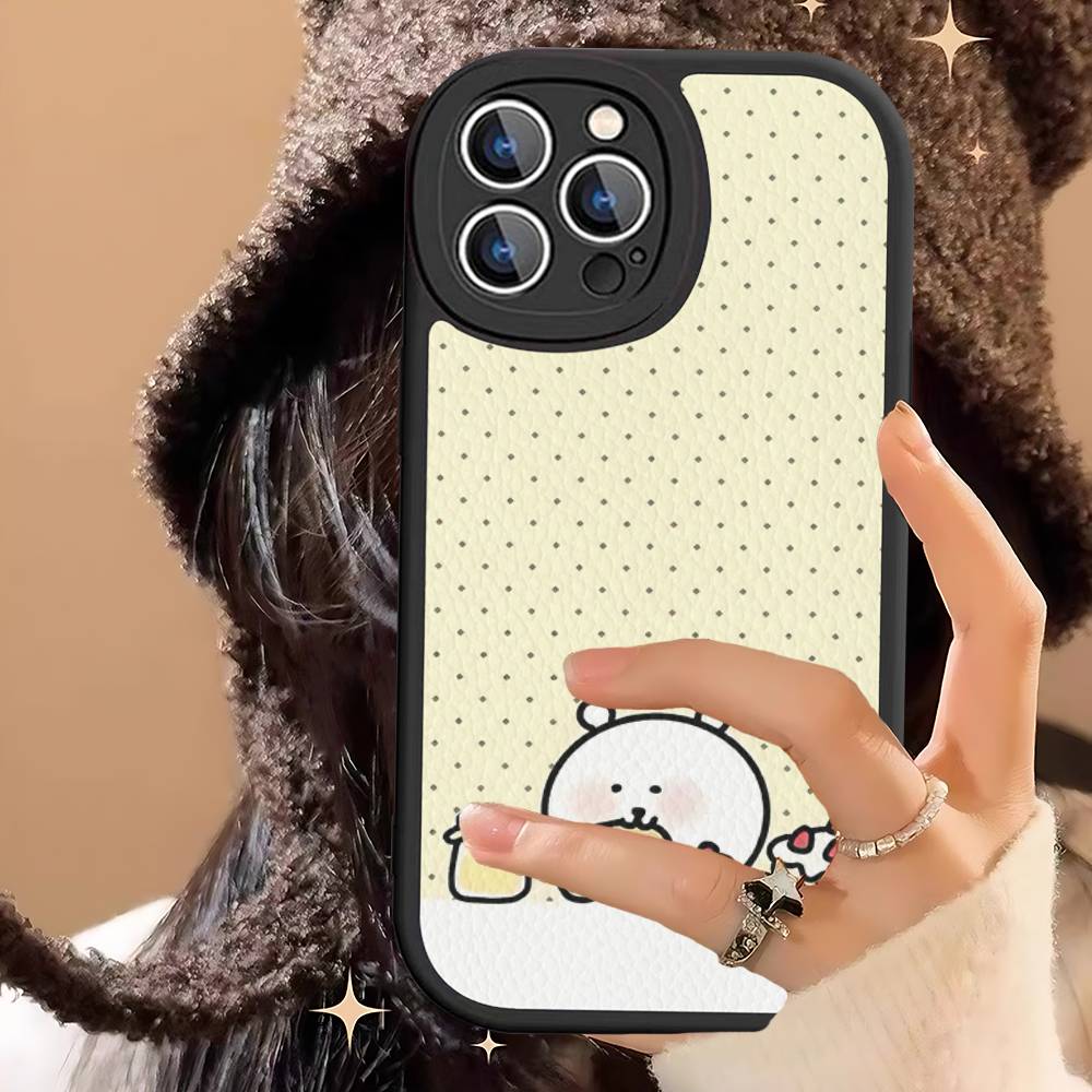 Cute J-Joke B-Bear For IPhone 16 15 14 13 12 11 Pro Max Plus Shockproof Leather Soft Phone Cover