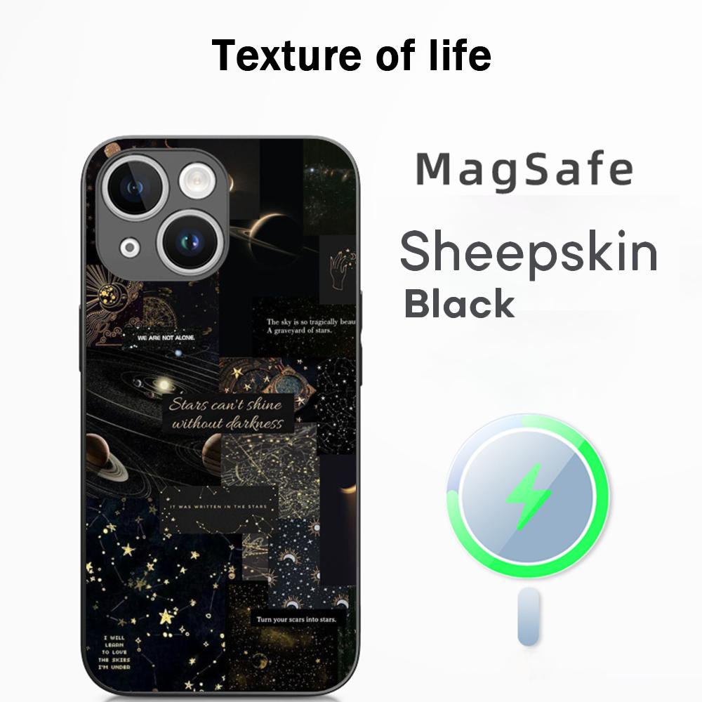 Cool moon fashion poster pattern Phone Case For iPhone 17 16 15 14 13 12 Plus Pro Max High-end Luxury Magsafe Sheepskin