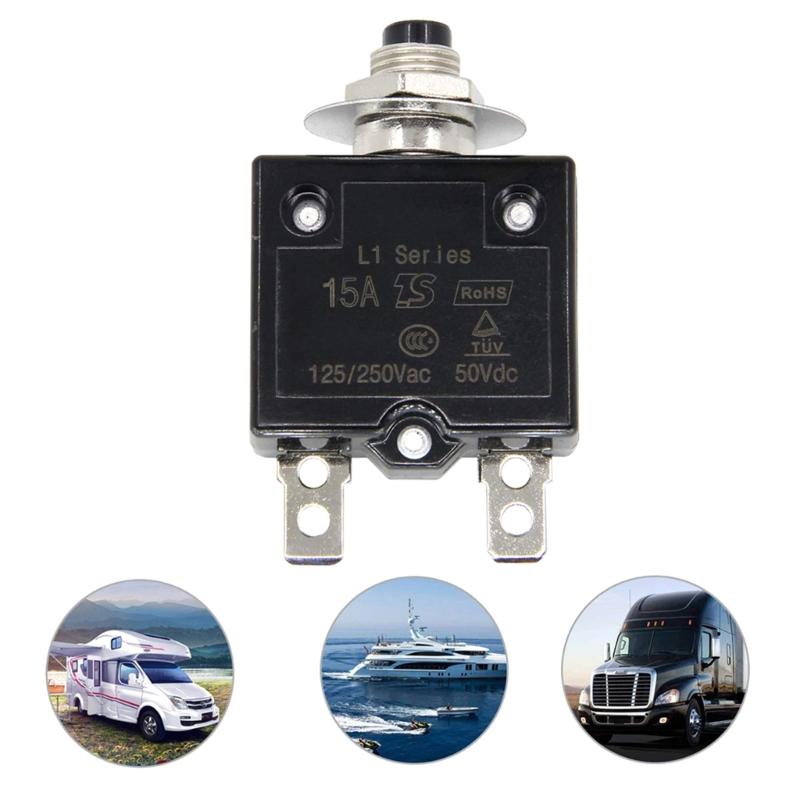 15A Circuit Breakers Manual Resets Thermals Overloads Protectors 125 250V 50V for Projects Supplies and Maintenance