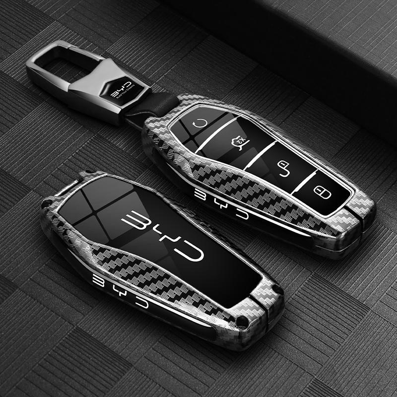 Schlüsselhülle für BYD Song Plus Atto 3 Han EV Tang DM Qin Seal Dolphin Metall Fernbedienung Halter Schlüsselanhänger Autozubehör High-End