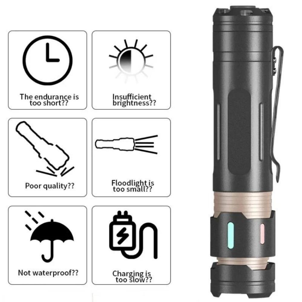 Portable High Power 3* XPG LED Flashlight 18650 5000LM EDC Type-C SOS Fluorescent Light Decompression Toys