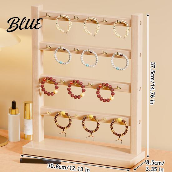 Earring Ring Storage Wooden Jewelry Organizer Durable Display Stand Multiple Layers Space Rustic Wood Saving Rack for Necklaces Bracelets