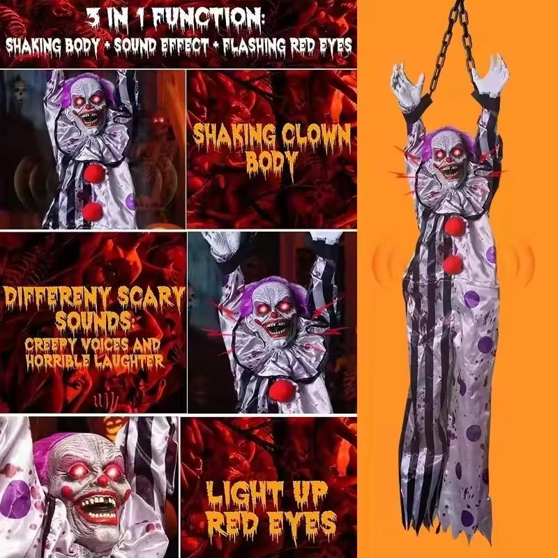 Large Lifelike Halloween Hanging Ghost Skeleton Head Gauze Covered for Haunted House Escape Room Patio Creepy Decor Prop